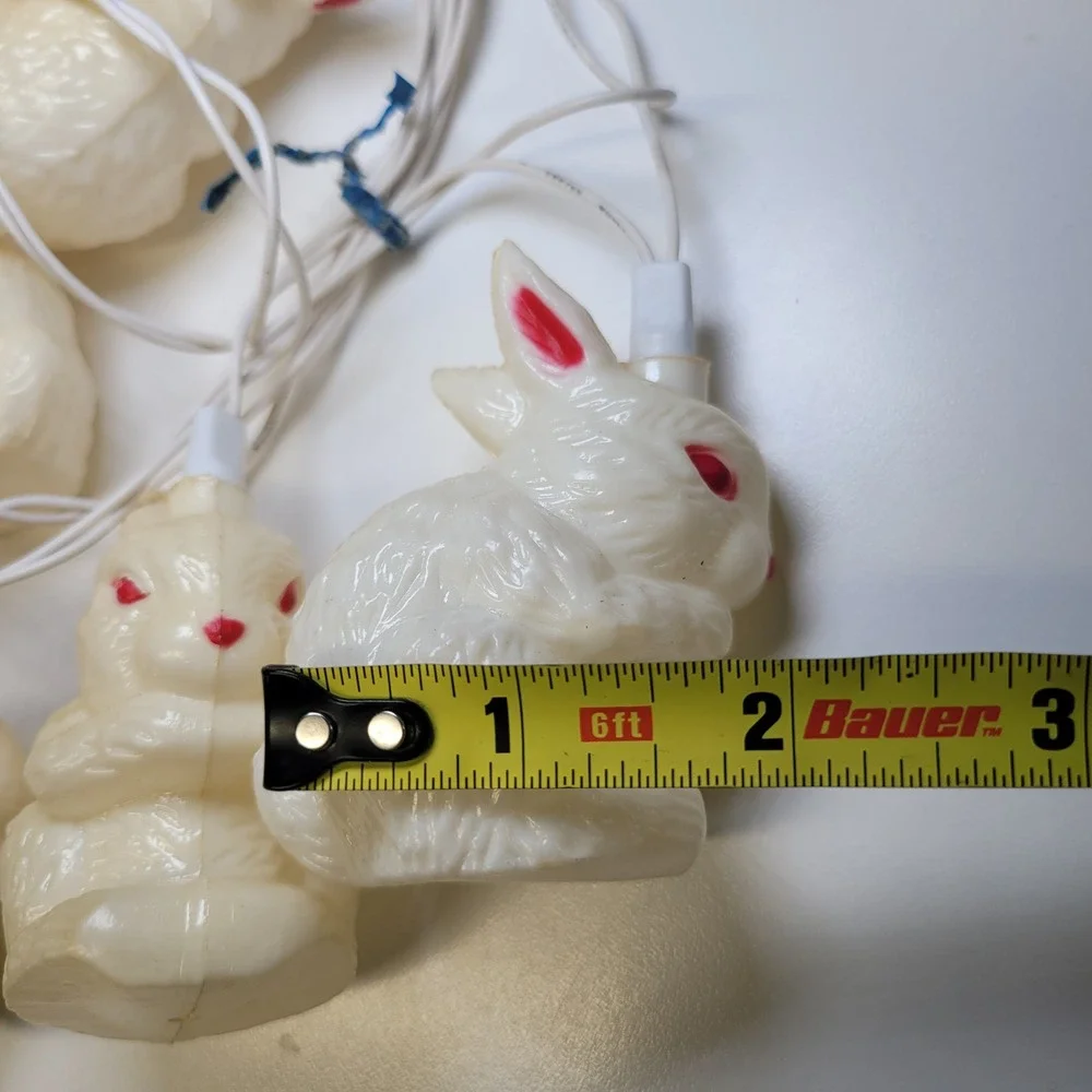 Vintage Easter Bunny and Carrot‎ String Lights Blow Mold Plastic Pastel Decor